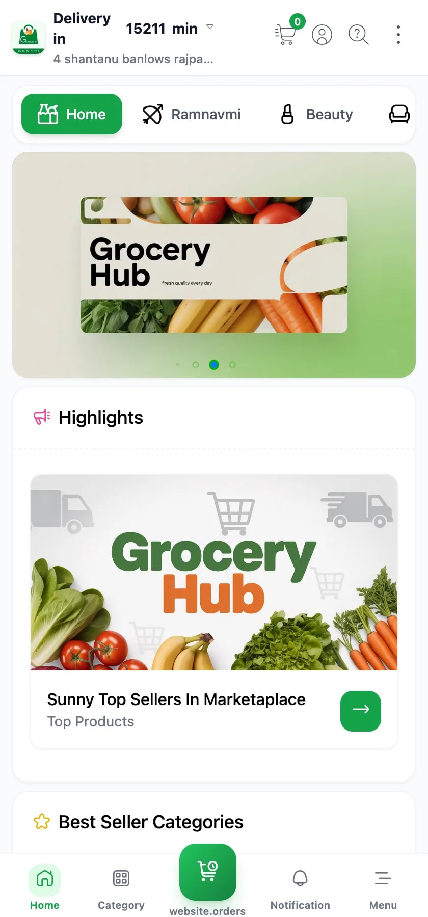 The same storefront rendered at phone width.